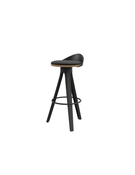 Taburete Alto DENISE 68 cm, Metal / Plástico / Negro