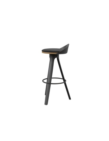 Taburete Alto DENISE 68 cm, Metal / Plástico / Negro