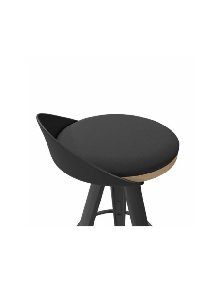 Taburete Alto DENISE 68 cm, Metal / Plástico / Negro