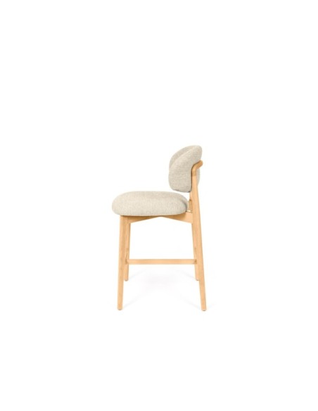 Taburete Alto DREA 66 cm, Textil / Madera / Beige