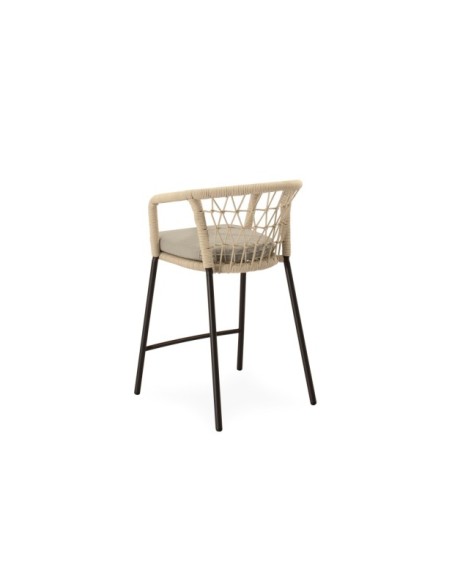 Taburete Alto Exterior ØRDING 65 cm, Acero / Cuerda / Negro