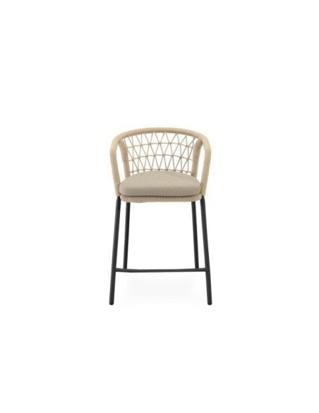 Taburete Alto Exterior ØRDING 65 cm, Acero / Cuerda / Negro