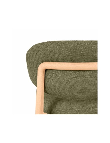 Taburete Alto DREA 66 cm, Textil / Madera / Verde