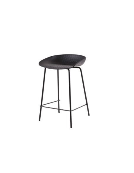 Taburete Alto JØRSBY 64 cm, Metal / Plástico / Negro