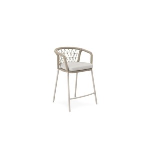 Taburete Alto Exterior ØRDING 65 cm, Acero / Cuerda / Beige