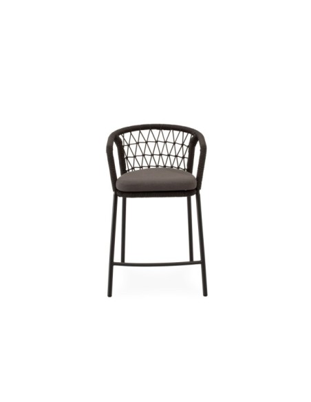 Taburete Alto Exterior ØRDING 65 cm, Acero / Cuerda / Gris