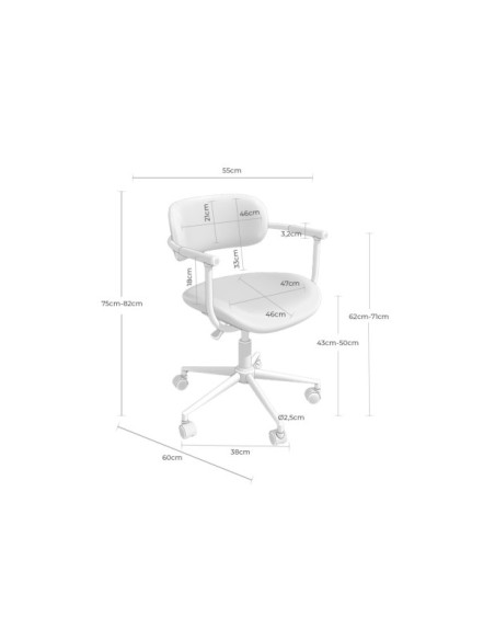 Silla de Escritorio Regulable GOTHENBURG, Textil / Metal / Mostaza