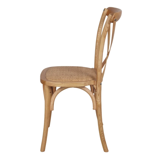 Silla SASHA Natural Bistro Paris, estructura madera. Sillas de diseño Lateral