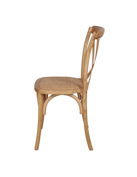 Silla SASHA Natural Bistro Paris, estructura madera. Sillas de diseño Lateral