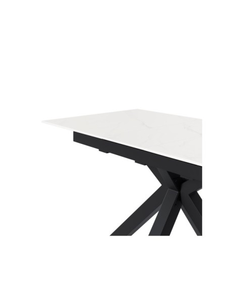 Mesa Extensible RUBENS 160/220x90 cm, Porcelánico / Metal / Blanco / Negro