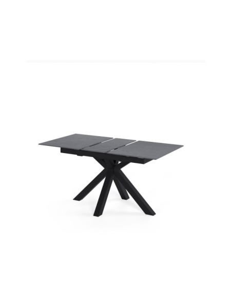 Mesa Extensible RUBENS 160/220x90 cm, Porcelánico / Metal / Gris / Negro
