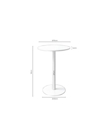 Mesa Alta STATEMENT Ø70x96 cm de Comedor, Porcelánico / Metal / Gris / Negro