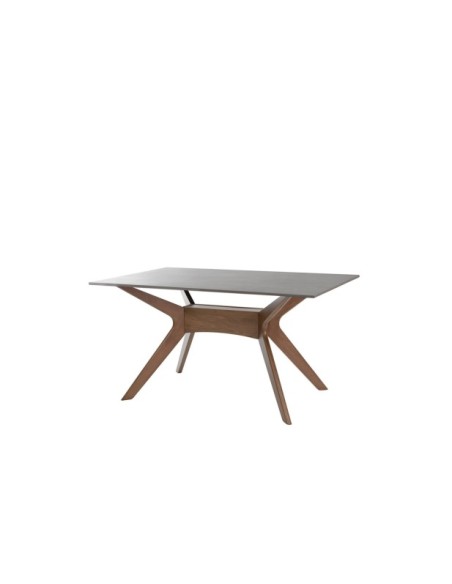 Mesa HERON 140x90 cm de Comedor, Porcelánico / Madera / Gris / Nogal