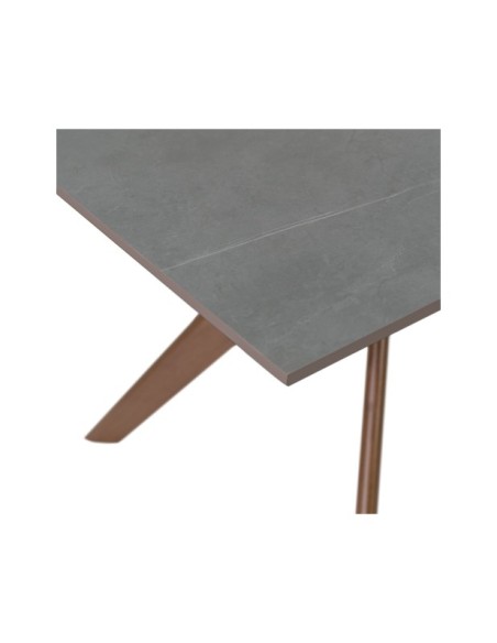 Mesa HERON 140x90 cm de Comedor, Porcelánico / Madera / Gris / Nogal