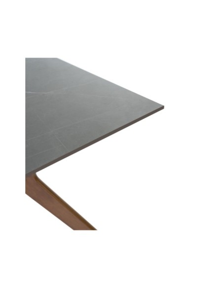 Mesa HERON 140x90 cm de Comedor, Porcelánico / Madera / Gris / Nogal