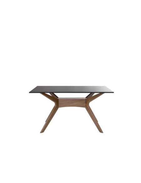 Mesa HERON 140x90 cm de Comedor, Porcelánico / Madera / Negro / Nogal