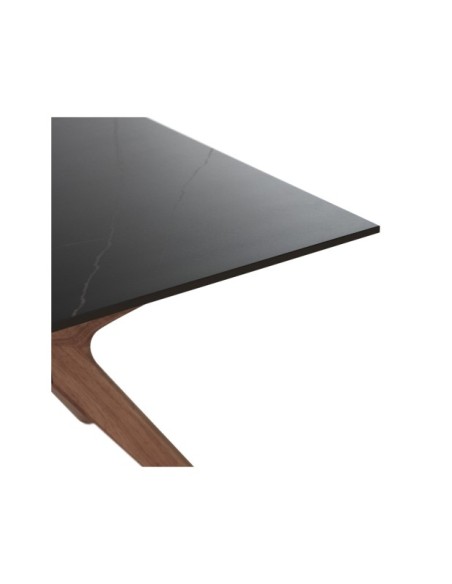 Mesa HERON 140x90 cm de Comedor, Porcelánico / Madera / Negro / Nogal