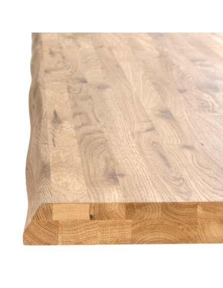 Mesa MOODY 160x90 cm de Comedor, Metal / Madera de Roble / Natural / Blanco