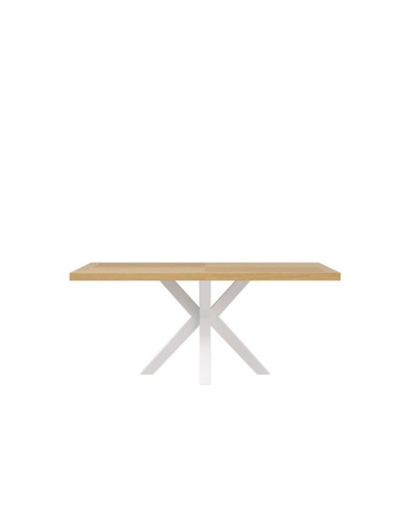 Mesa JULES 200x100 cm de Comedor, Chapa de Roble / Metal / Roble / Blanco