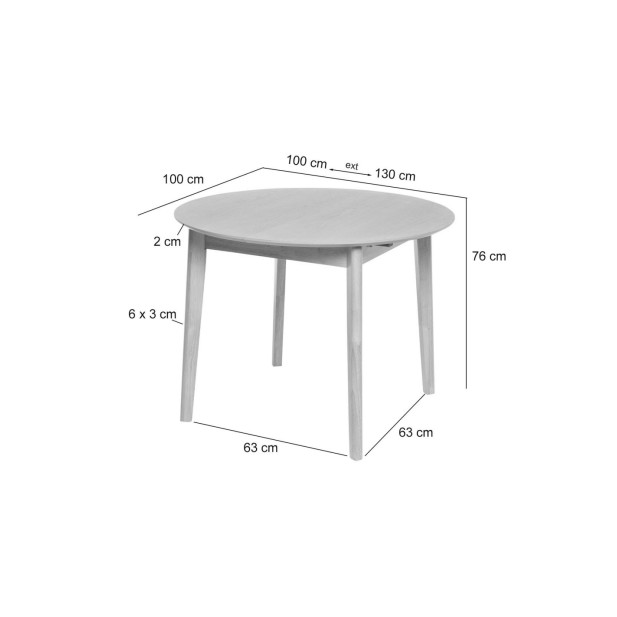Mesa Extensible LAURIE Ø100/129x76...