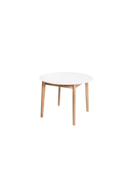 Mesa Extensible LAURIE Ø100/129x76 cm, Chapa de Roble / Madera / Blanco