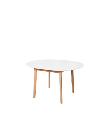Mesa Extensible LAURIE Ø100/129x76 cm, Chapa de Roble / Madera / Blanco