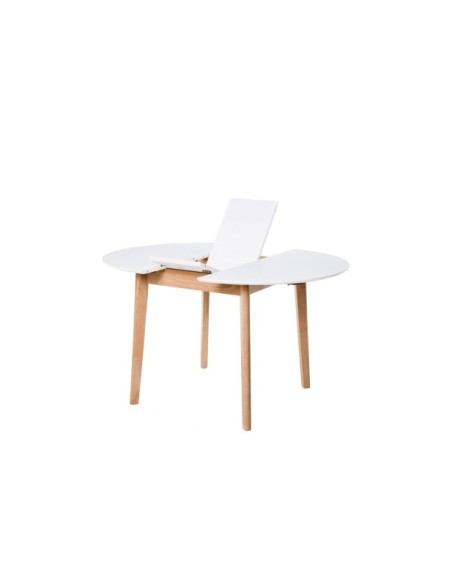 Mesa Extensible LAURIE Ø100/129x76 cm, Chapa de Roble / Madera / Blanco