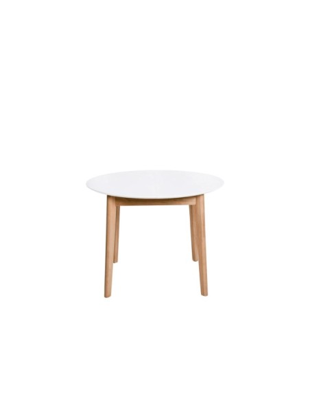 Mesa Extensible LAURIE Ø100/129x76 cm, Chapa de Roble / Madera / Blanco