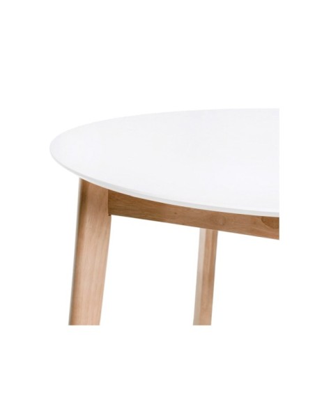 Mesa Extensible LAURIE Ø100/129x76 cm, Chapa de Roble / Madera / Blanco