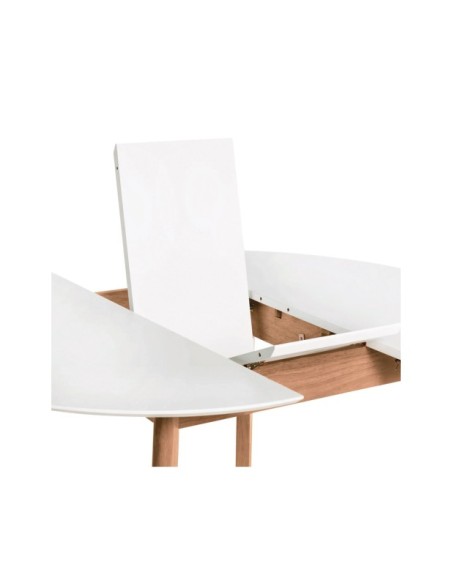 Mesa Extensible LAURIE Ø100/129x76 cm, Chapa de Roble / Madera / Blanco