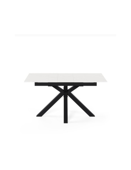 Mesa Extensible RUBENS 120/150x90 cm, Porcelánico / Metal / Blanco / Negro