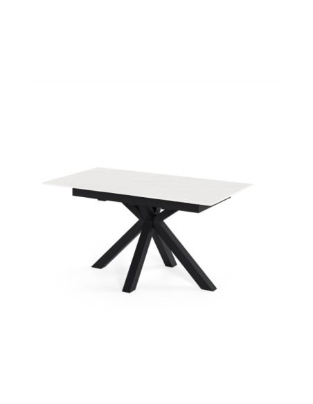 Mesa Extensible RUBENS 120/150x90 cm, Porcelánico / Metal / Blanco / Negro