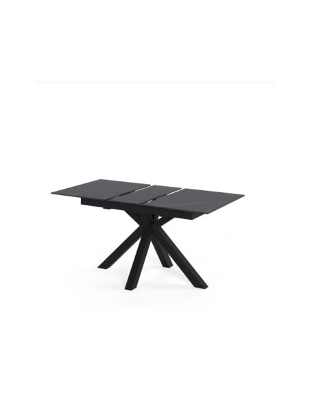 Mesa Extensible RUBENS 120/150x90 cm, Porcelánico / Metal / Negro