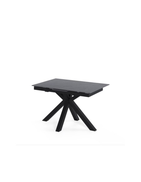 Mesa Extensible RUBENS 120/150x90 cm, Porcelánico / Metal / Gris / Negro