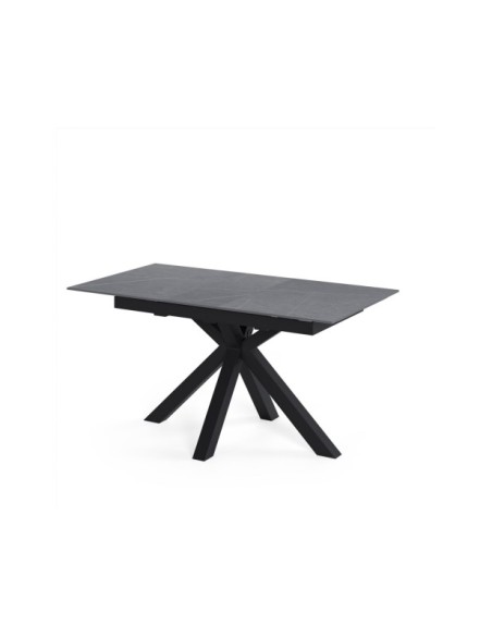 Mesa Extensible RUBENS 120/150x90 cm, Porcelánico / Metal / Gris / Negro