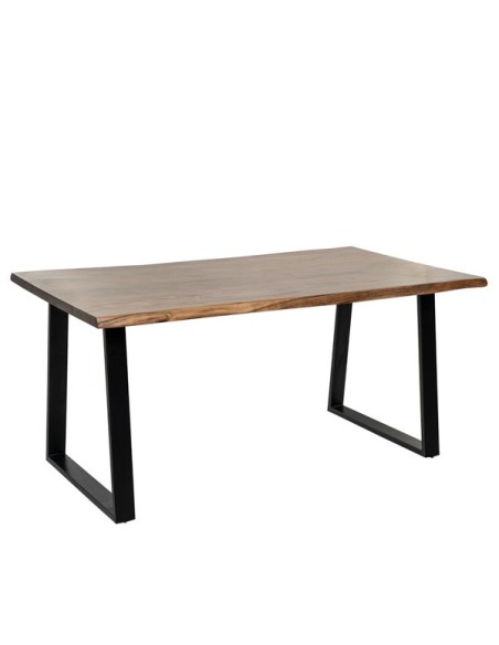 Mesa LOUISE 160x90 cm de Comedor, Madera / Metal / Natural / Negro