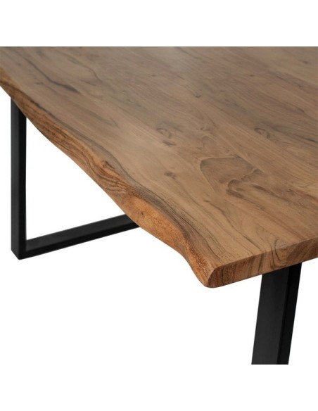 Mesa LOUISE 160x90 cm de Comedor, Madera / Metal / Natural / Negro