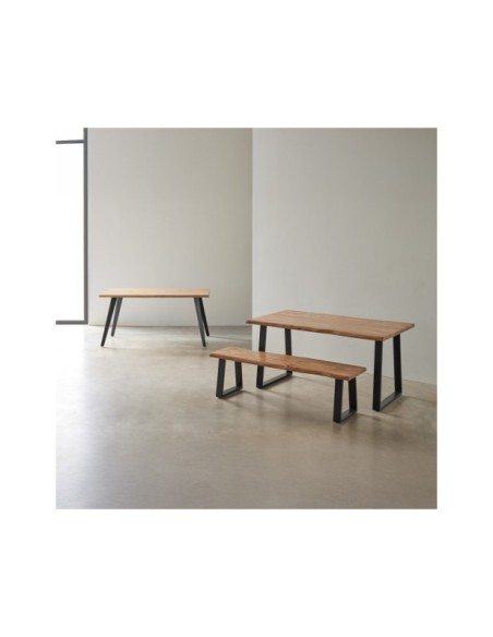Mesa LOUISE 160x90 cm de Comedor, Madera / Metal / Natural / Negro