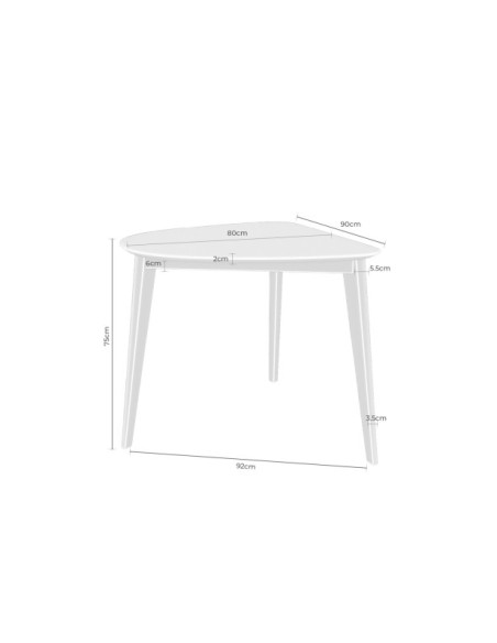 Mesa FERDINAND 92x90 cm de Comedor, MDF / Madera / Blanco / Roble