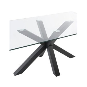 Mesa BOREALIS 180x100 cm de Comedor, Cristal / Metal Negro 2