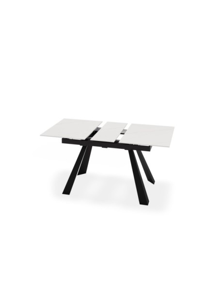 Mesa Extensible KLARA 140/180x90 cm, Porcelánico / Metal / Blanco / Negro