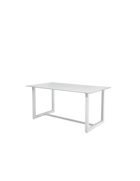 Mesa ALLAN 160x90 cm de Comedor, Porcelánico / Acero / Blanco