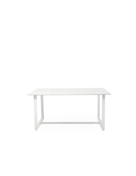 Mesa ALLAN 160x90 cm de Comedor, Porcelánico / Acero / Blanco