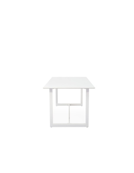 Mesa ALLAN 160x90 cm de Comedor, Porcelánico / Acero / Blanco