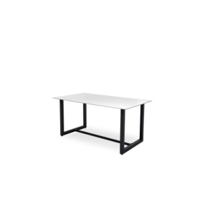 Mesa ALLAN 160x90 cm de Comedor, Porcelánico / Acero / Negro