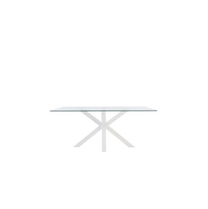 Mesa BOREALIS 180x100 cm de Comedor, Cristal / Metal Blanco 2