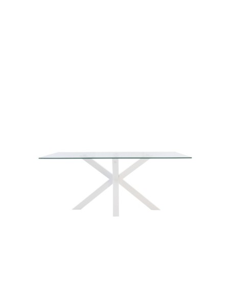 Mesa BOREALIS 180x100 cm de Comedor, Cristal / Metal Blanco