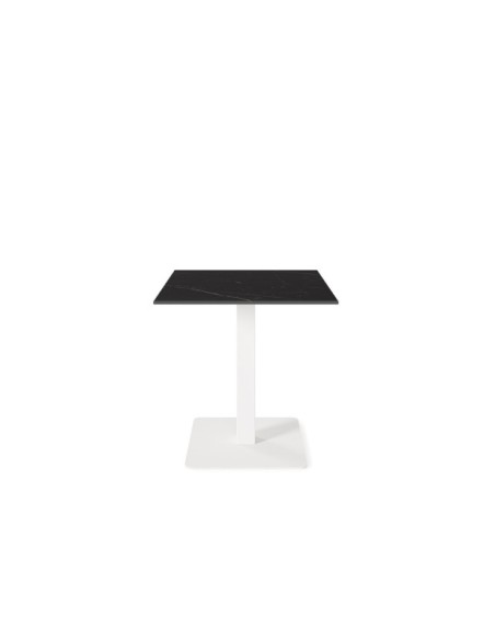 Mesa Baja LOWE 70x70x75 cm de Comedor, Porcelánico / Metal / Negro / Blanco