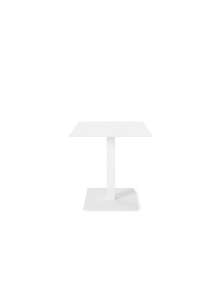 Mesa Baja LOWE 70x70x75 cm de Comedor, Porcelánico / Metal / Blanco