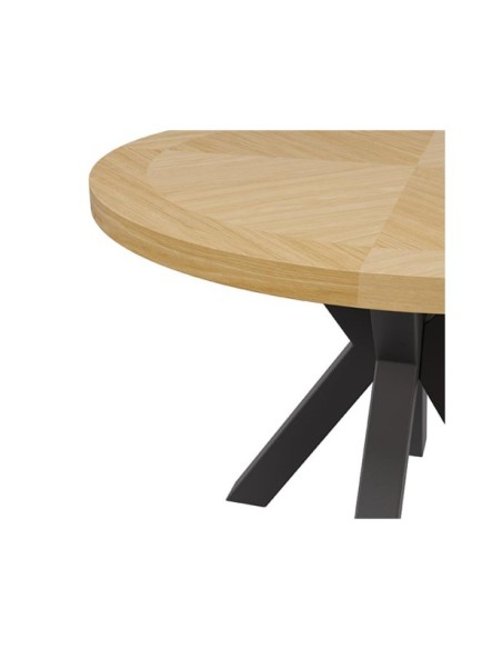 Mesa BEATRICE Ø100x75 cm de Comedor, Chapa de Roble / Metal / Roble / Negro